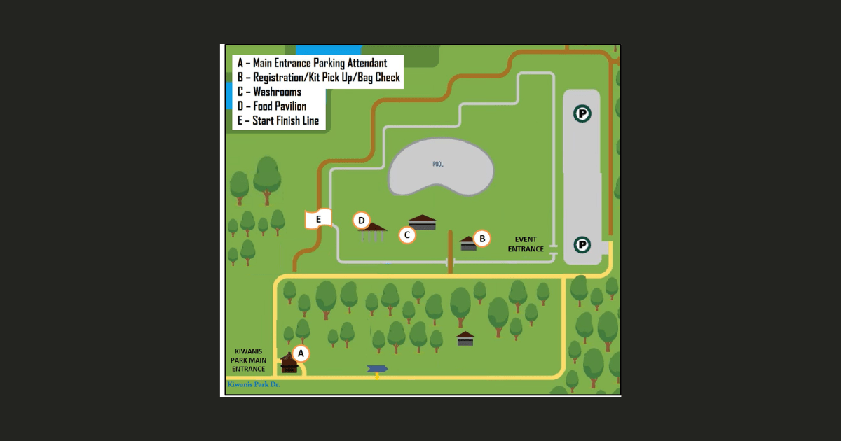 Map of the 2025 Kitchener Kids With Cancer Run & Walk
